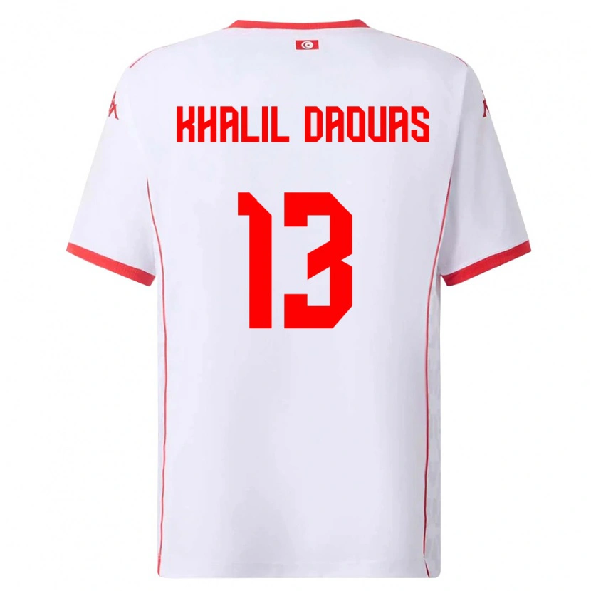 Danxen Män Tunisien Mohamed Khalil Daouas #13 Vit Röd Bortatröja Matchtröjor 26-28 Tröjor T-Tröja