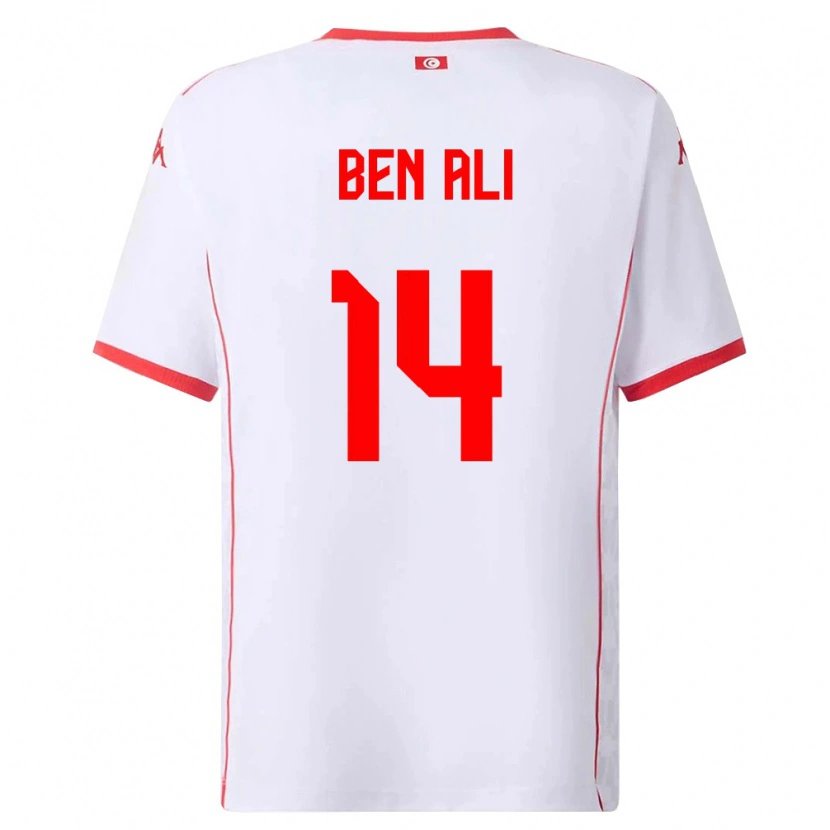 Danxen Män Tunisien Mohamed Ben Ali #14 Vit Röd Bortatröja Matchtröjor 26-28 Tröjor T-Tröja