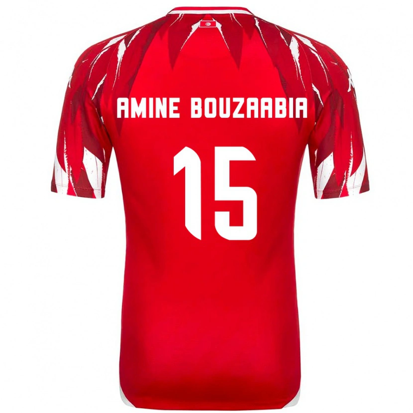 Danxen Män Tunisien Mohamed Amine Bouzaabia #15 Röd Vit Bortatröja Matchtröjor 26-28 Tröjor T-Tröja