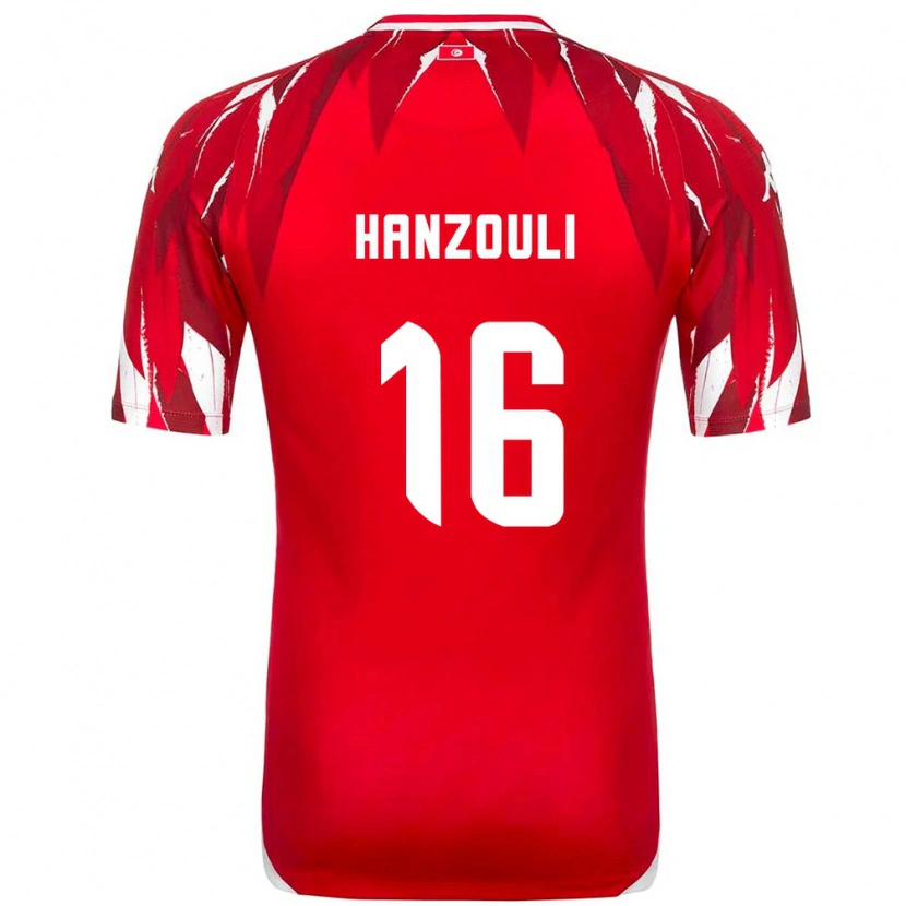 Danxen Män Tunisien Moatez Hanzouli #16 Röd Vit Bortatröja Matchtröjor 26-28 Tröjor T-Tröja