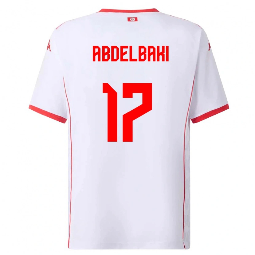 Danxen Män Tunisien Aziz Abdelbaki #17 Vit Röd Bortatröja Matchtröjor 26-28 Tröjor T-Tröja