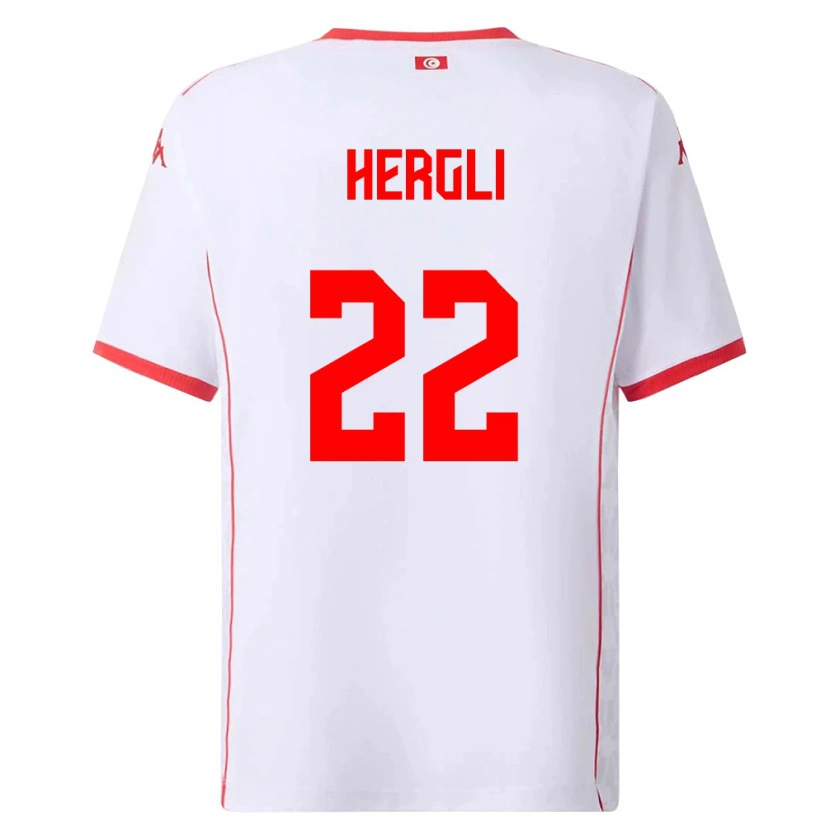 Danxen Män Tunisien Said Hergli #22 Vit Röd Bortatröja Matchtröjor 26-28 Tröjor T-Tröja