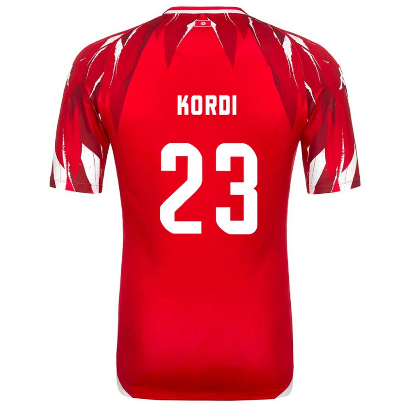 Danxen Män Tunisien Anes Kordi #23 Röd Vit Bortatröja Matchtröjor 26-28 Tröjor T-Tröja