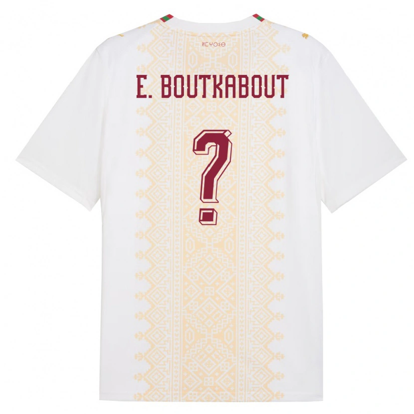Danxen Män Marocko Saïf-Eddine Boutkabout #0 Vit Guld Röd Bortatröja Matchtröjor 26-28 Tröjor T-Tröja
