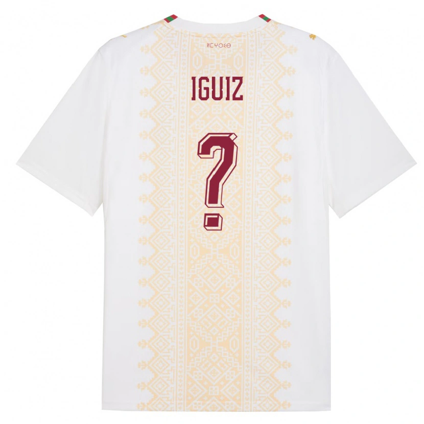 Danxen Män Marocko Yahya Iguiz #0 Vit Guld Röd Bortatröja Matchtröjor 26-28 Tröjor T-Tröja
