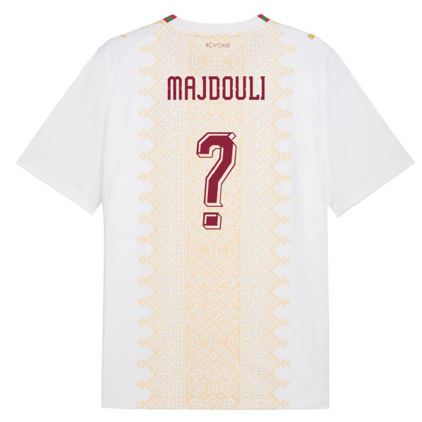Danxen Män Marocko Wael Majdouli #0 Vit Guld Röd Bortatröja Matchtröjor 26-28 Tröjor T-Tröja
