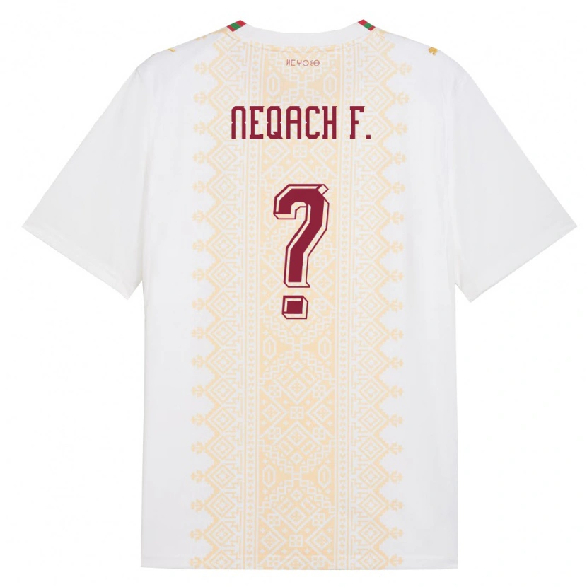 Danxen Män Marocko Aarón Neqach Fernández #0 Vit Guld Röd Bortatröja Matchtröjor 26-28 Tröjor T-Tröja