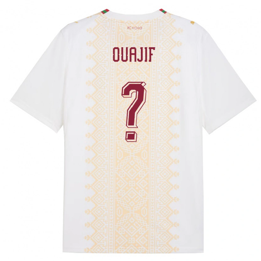 Danxen Män Marocko Naël Ouajif #0 Vit Guld Röd Bortatröja Matchtröjor 26-28 Tröjor T-Tröja