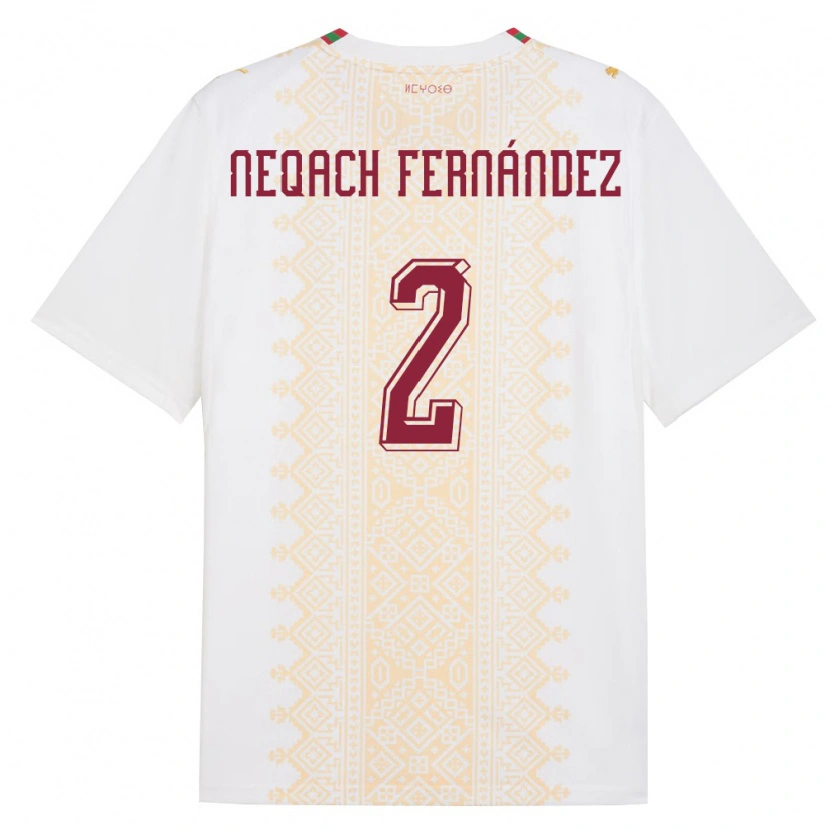 Danxen Män Marocko Aron Neqach Fernández #2 Vit Guld Röd Bortatröja Matchtröjor 26-28 Tröjor T-Tröja