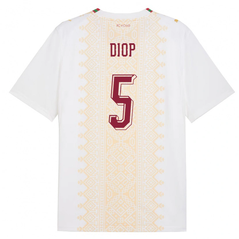 Danxen Män Marocko Issa Diop #5 Vit Guld Röd Bortatröja Matchtröjor 26-28 Tröjor T-Tröja
