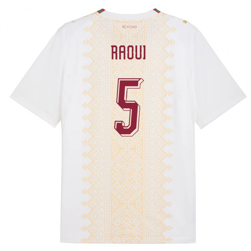 Danxen Män Marocko Oussama Raoui #5 Vit Guld Röd Bortatröja Matchtröjor 26-28 Tröjor T-Tröja