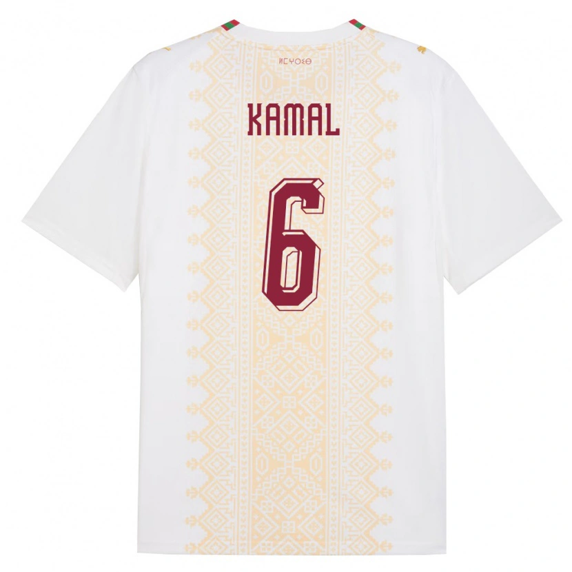 Danxen Män Marocko Hamza Kamal #6 Vit Guld Röd Bortatröja Matchtröjor 26-28 Tröjor T-Tröja