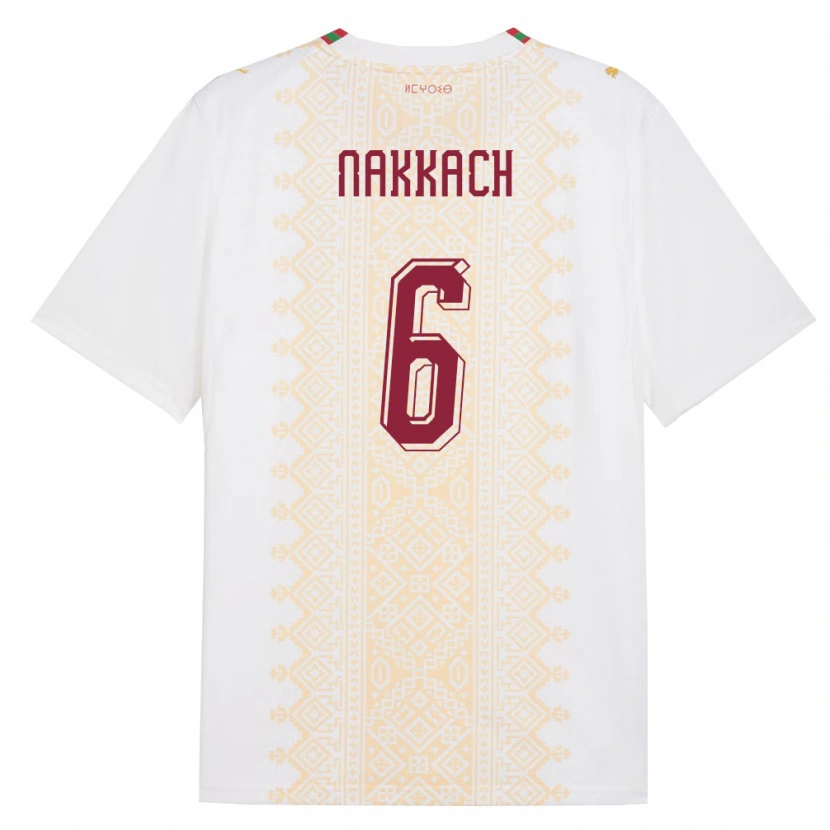 Danxen Män Marocko Elodie Nakkach #6 Vit Guld Röd Bortatröja Matchtröjor 26-28 Tröjor T-Tröja