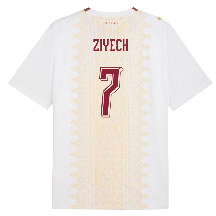 Danxen Män Marocko Hakim Ziyech #7 Vit Guld Röd Bortatröja Matchtröjor 26-28 Tröjor T-Tröja