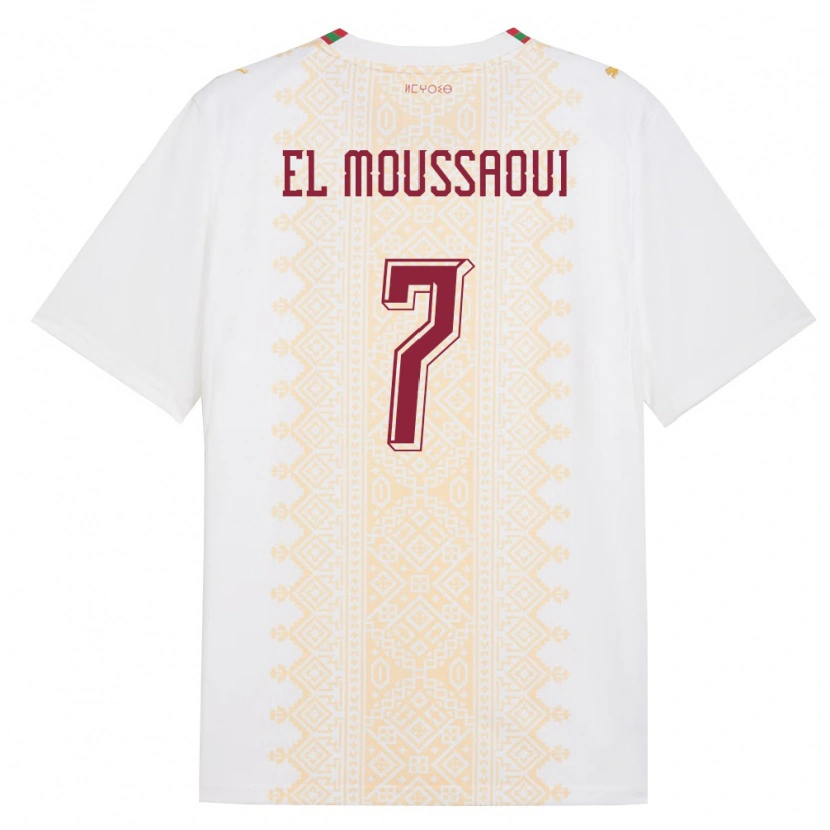 Danxen Män Marocko Hamza El Moussaoui #7 Vit Guld Röd Bortatröja Matchtröjor 26-28 Tröjor T-Tröja