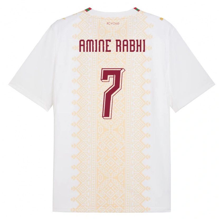 Danxen Män Marocko Mohamed Amine Rabhi #7 Vit Guld Röd Bortatröja Matchtröjor 26-28 Tröjor T-Tröja