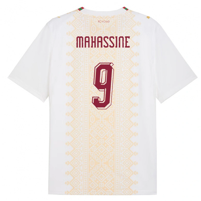 Danxen Män Marocko Rayan Mahassine #9 Vit Guld Röd Bortatröja Matchtröjor 26-28 Tröjor T-Tröja