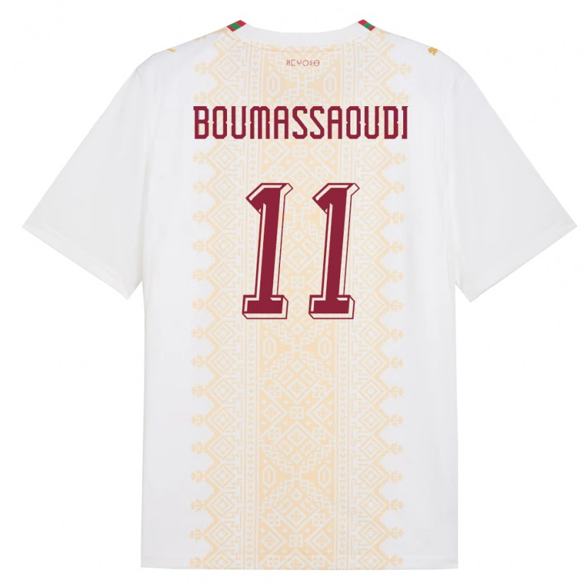 Danxen Män Marocko Ilias Boumassaoudi #11 Vit Guld Röd Bortatröja Matchtröjor 26-28 Tröjor T-Tröja