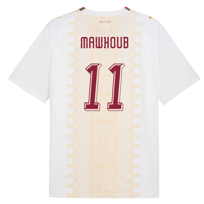 Danxen Män Marocko Ahmed Mouhoub #11 Vit Guld Röd Bortatröja Matchtröjor 26-28 Tröjor T-Tröja
