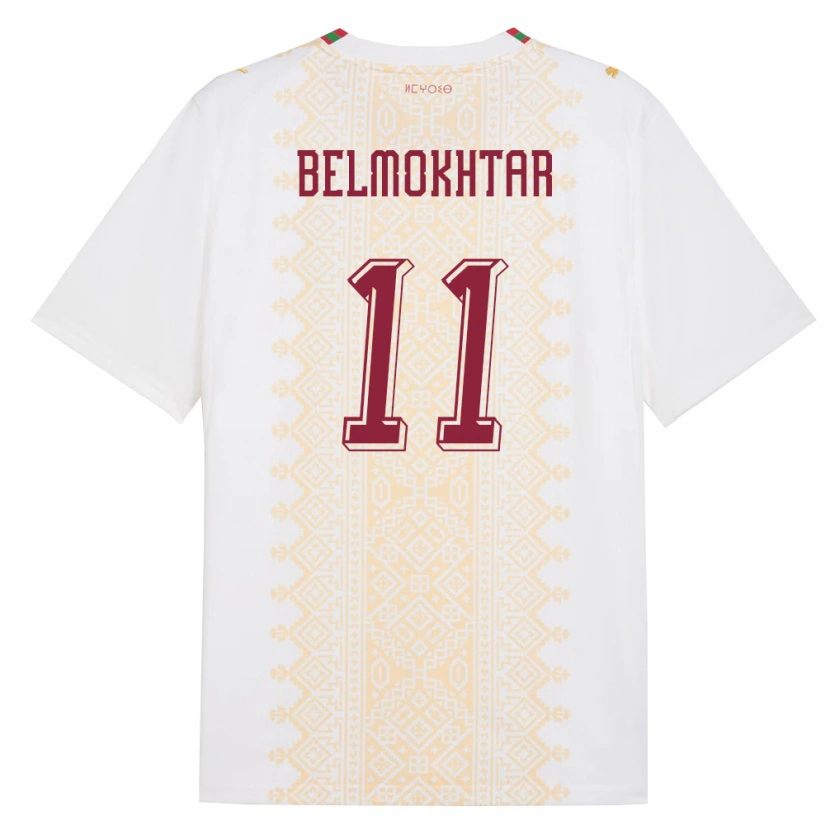 Danxen Män Marocko Ilies Belmokhtar #11 Vit Guld Röd Bortatröja Matchtröjor 26-28 Tröjor T-Tröja