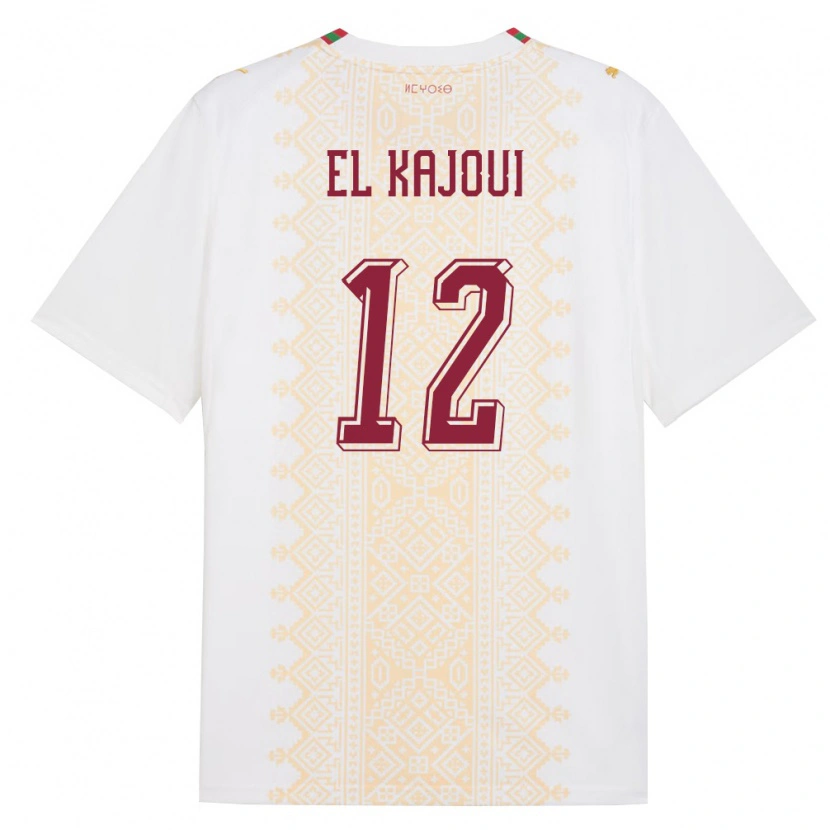 Danxen Män Marocko Munir El Kajoui #12 Vit Guld Röd Bortatröja Matchtröjor 26-28 Tröjor T-Tröja