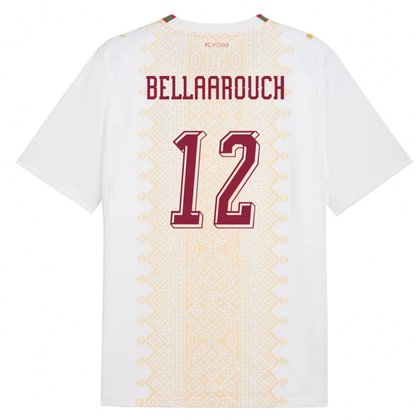 Danxen Män Marocko Alaa Bellaarouch #12 Vit Guld Röd Bortatröja Matchtröjor 26-28 Tröjor T-Tröja