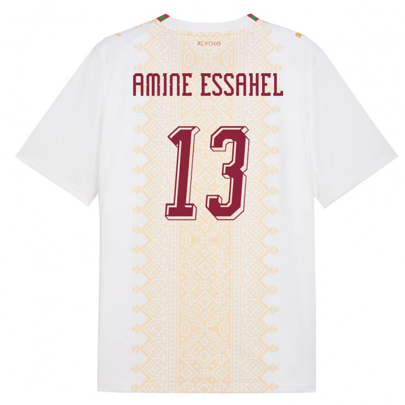 Danxen Män Marocko Mohamed Amine Essahel #13 Vit Guld Röd Bortatröja Matchtröjor 26-28 Tröjor T-Tröja
