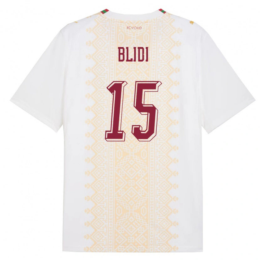 Danxen Män Marocko Naim Blidi #15 Vit Guld Röd Bortatröja Matchtröjor 26-28 Tröjor T-Tröja
