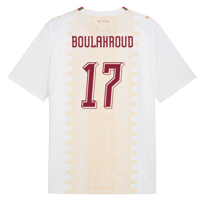 Danxen Män Marocko Charaf Eddine Boulahroud #17 Vit Guld Röd Bortatröja Matchtröjor 26-28 Tröjor T-Tröja