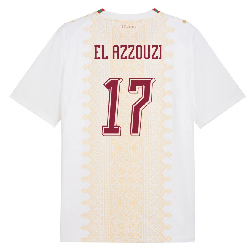 Danxen Män Marocko Oussama El Azzouzi #17 Vit Guld Röd Bortatröja Matchtröjor 26-28 Tröjor T-Tröja