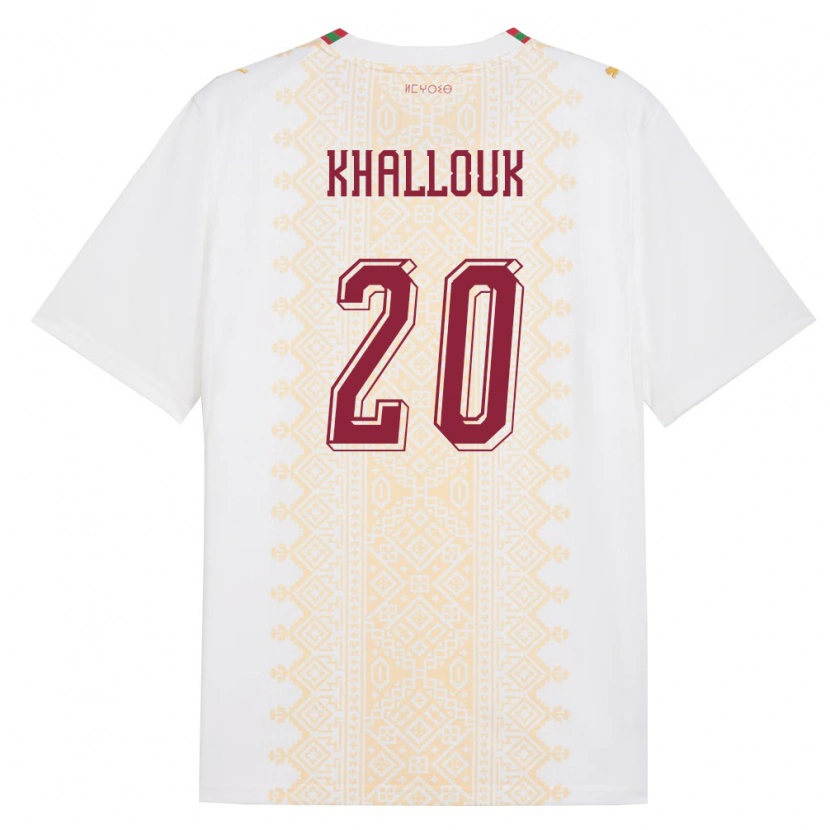 Danxen Män Marocko Bachir Khallouk #20 Vit Guld Röd Bortatröja Matchtröjor 26-28 Tröjor T-Tröja