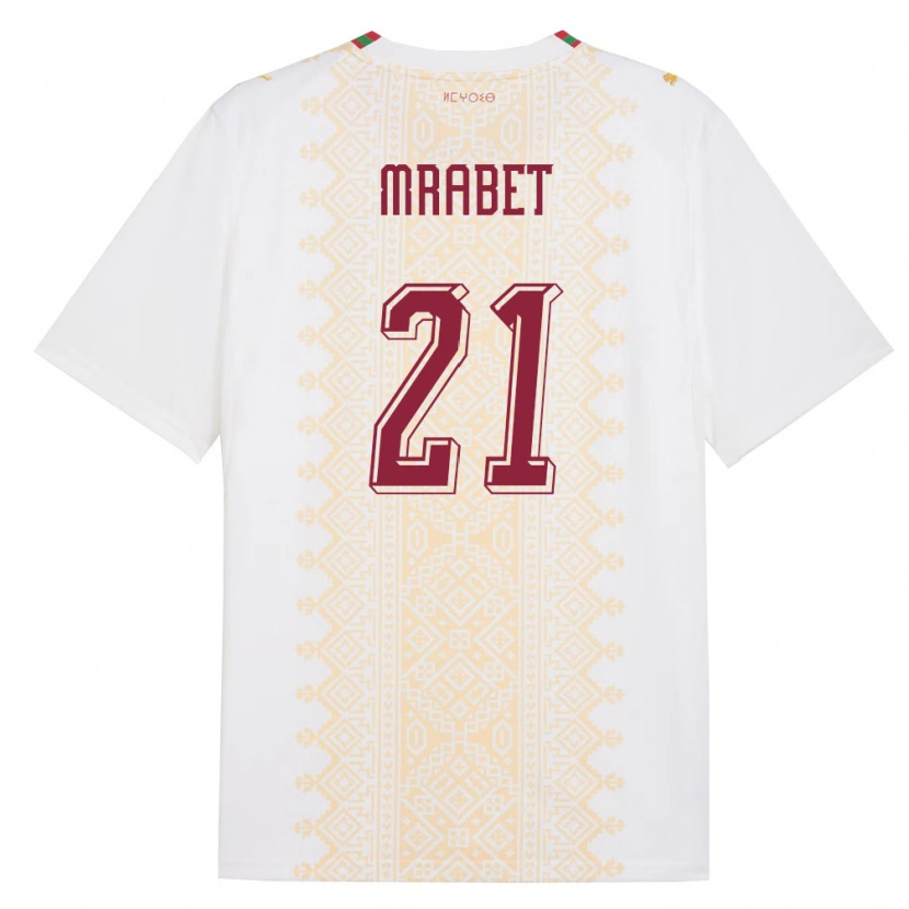 Danxen Män Marocko Yasmin Mrabet #21 Vit Guld Röd Bortatröja Matchtröjor 26-28 Tröjor T-Tröja