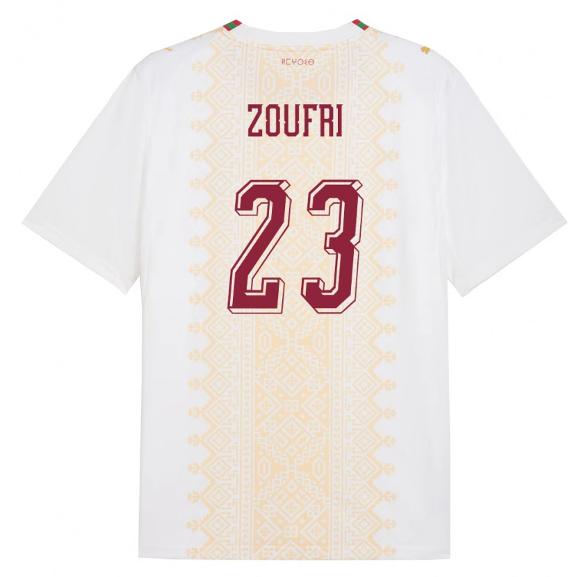Danxen Män Marocko Rayen Zoufri #23 Vit Guld Röd Bortatröja Matchtröjor 26-28 Tröjor T-Tröja