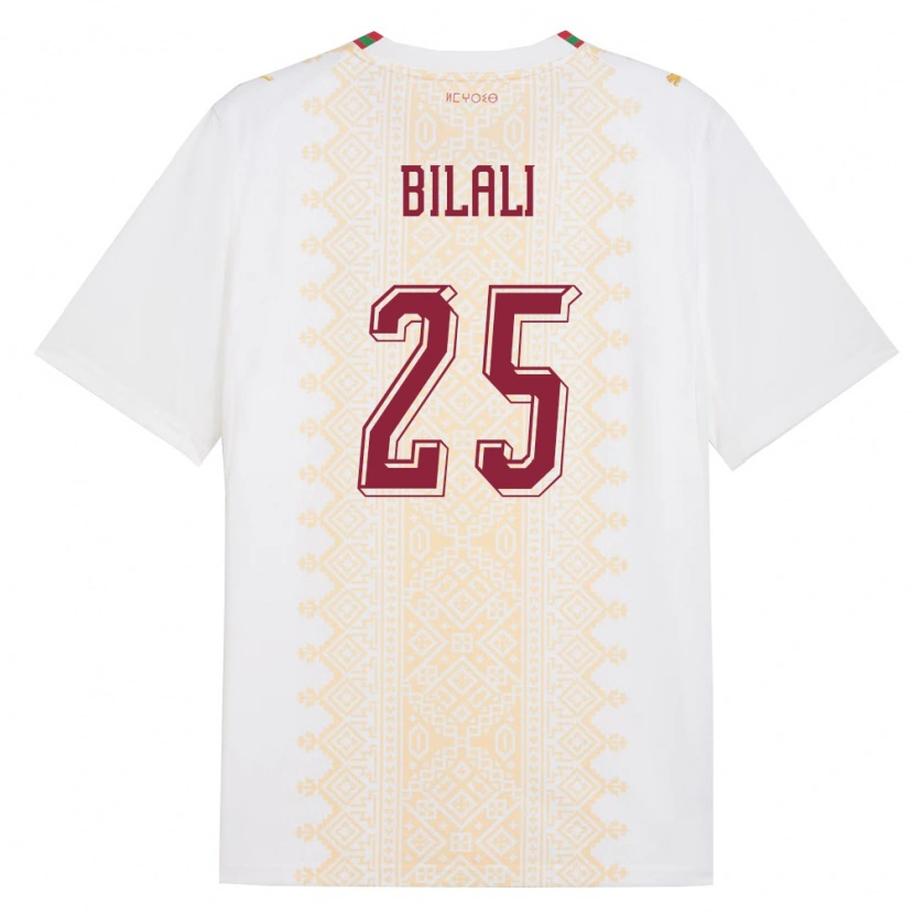 Danxen Män Marocko Elias Bilali #25 Vit Guld Röd Bortatröja Matchtröjor 26-28 Tröjor T-Tröja
