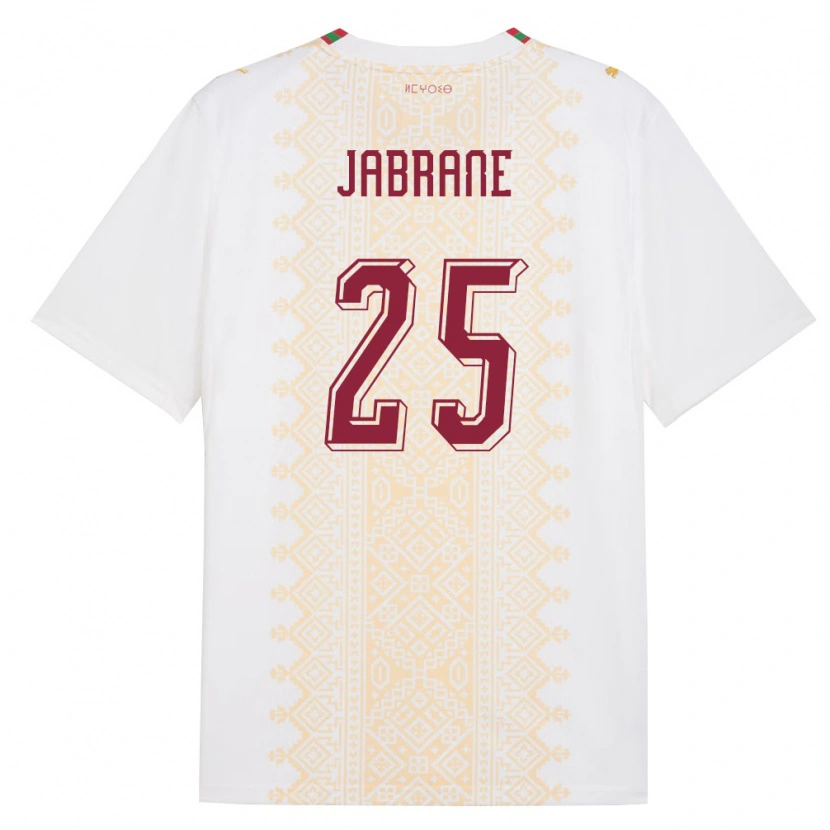 Danxen Män Marocko Yahya Jabrane #25 Vit Guld Röd Bortatröja Matchtröjor 26-28 Tröjor T-Tröja