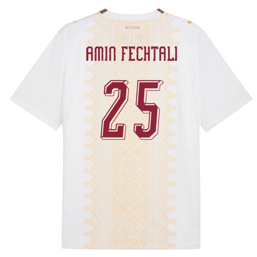 Danxen Män Marocko Oualid Amin Fechtali #25 Vit Guld Röd Bortatröja Matchtröjor 26-28 Tröjor T-Tröja