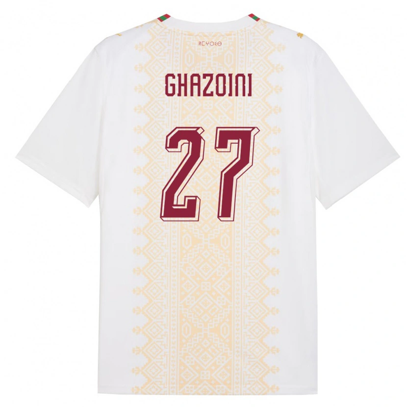 Danxen Män Marocko Amine Ghazoini #27 Vit Guld Röd Bortatröja Matchtröjor 26-28 Tröjor T-Tröja