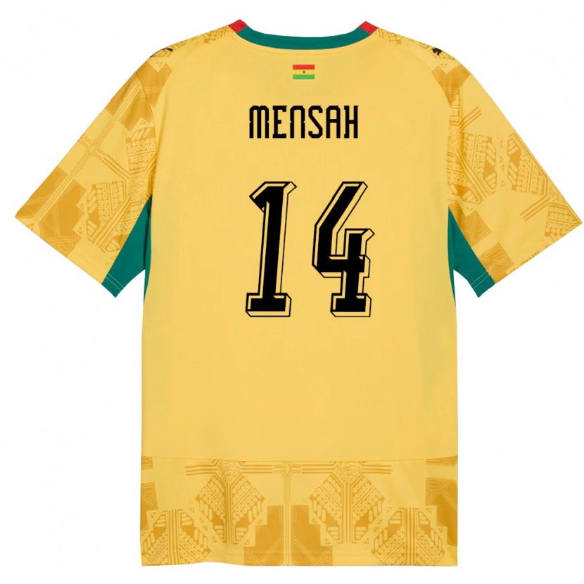 Danxen Män Ghana Gideon Mensah #14 Gul Röd Svart Bortatröja Matchtröjor 26-28 Tröjor T-Tröja