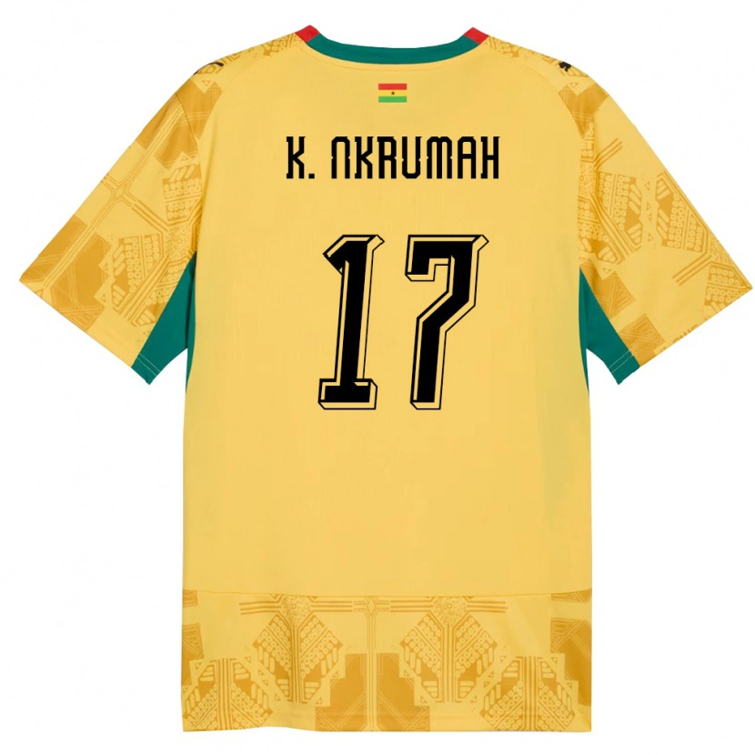 Danxen Män Ghana Kelvin Nkrumah #17 Gul Röd Svart Bortatröja Matchtröjor 26-28 Tröjor T-Tröja