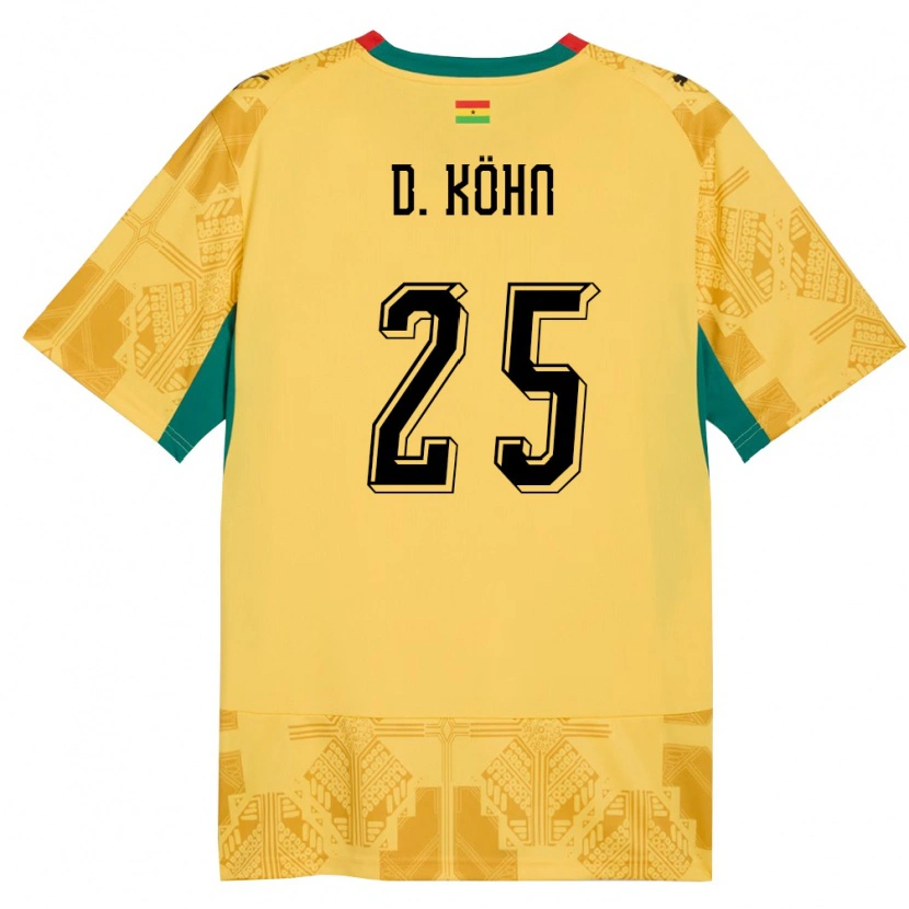Danxen Män Ghana Derrick Köhn #25 Gul Röd Svart Bortatröja Matchtröjor 26-28 Tröjor T-Tröja