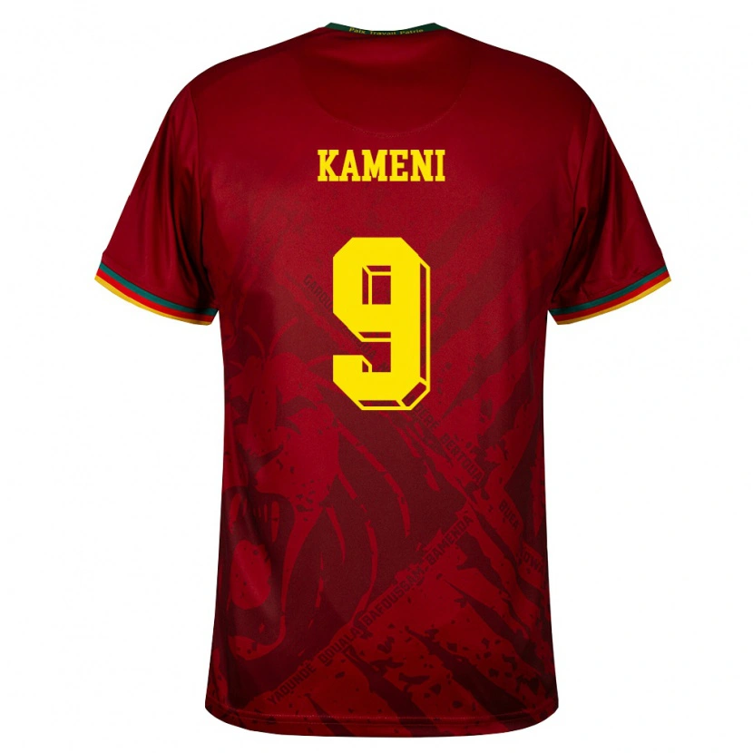 Danxen Män Kamerun Flora Kameni #9 Djup Röd Grön Gul Bortatröja Matchtröjor 26-28 Tröjor T-Tröja