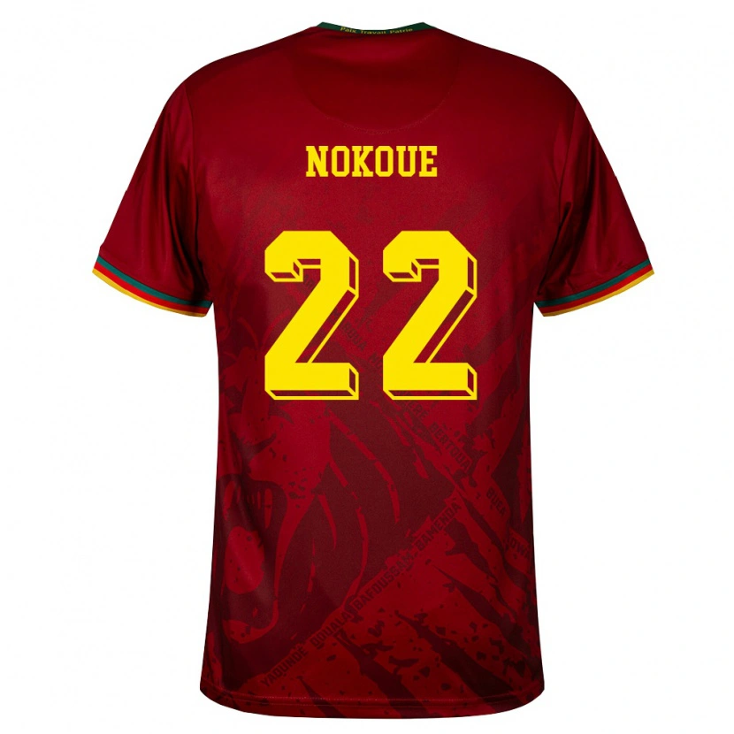 Danxen Män Kamerun Bryan Nokoue #22 Djup Röd Grön Gul Bortatröja Matchtröjor 26-28 Tröjor T-Tröja