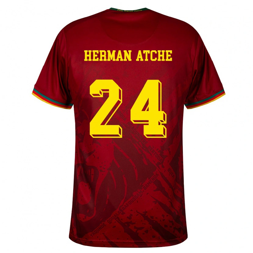 Danxen Män Kamerun Miguel Herman Atche #24 Djup Röd Grön Gul Bortatröja Matchtröjor 26-28 Tröjor T-Tröja