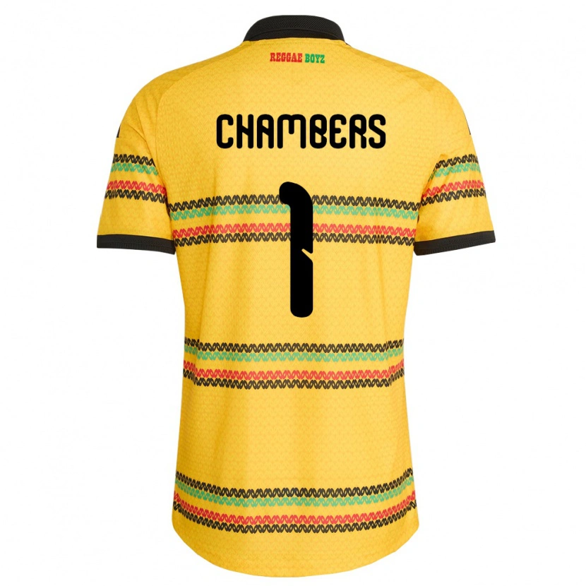 Danxen Kvinnor Jamaica Tafari Chambers #1 Gul Svart Grön Hemmatröja Matchtröjor 26-28 Tröjor T-Tröja
