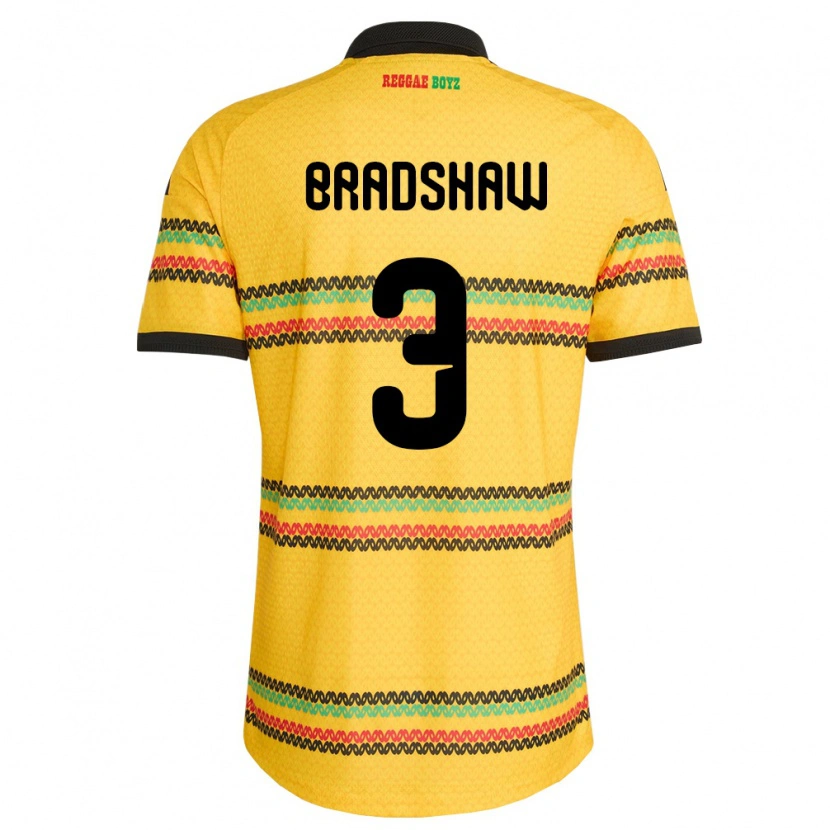 Danxen Kvinnor Jamaica Jalani Bradshaw #3 Gul Svart Grön Hemmatröja Matchtröjor 26-28 Tröjor T-Tröja