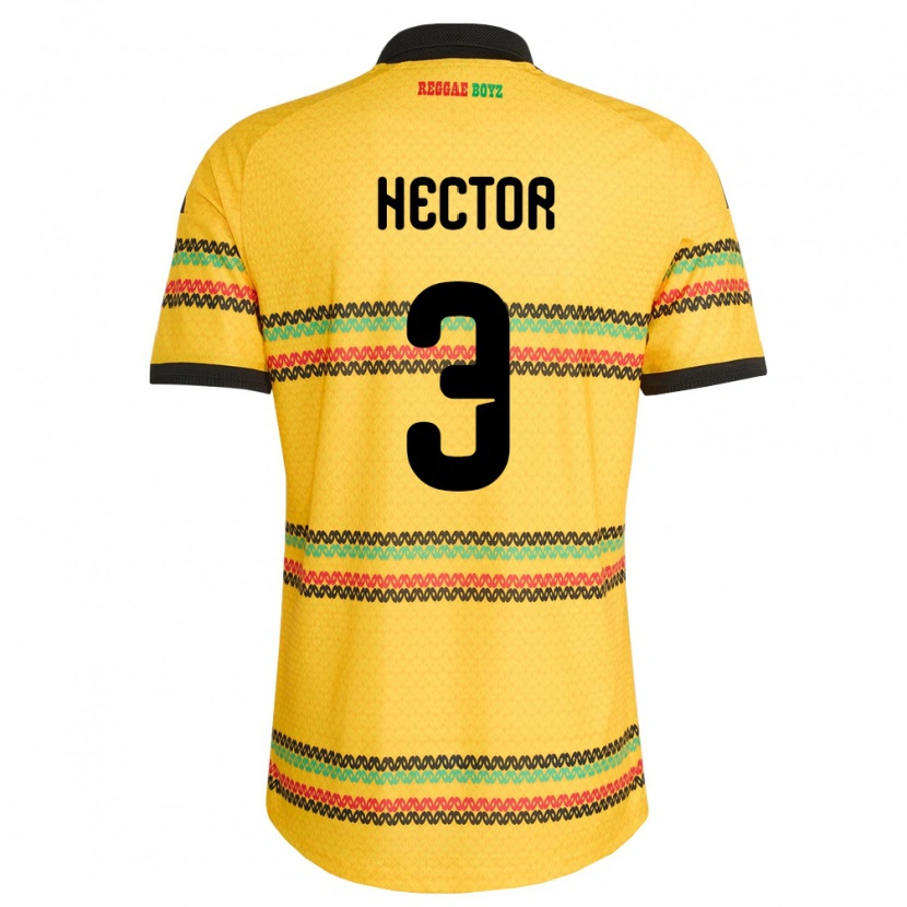 Danxen Kvinnor Jamaica Michael Hector #3 Gul Svart Grön Hemmatröja Matchtröjor 26-28 Tröjor T-Tröja