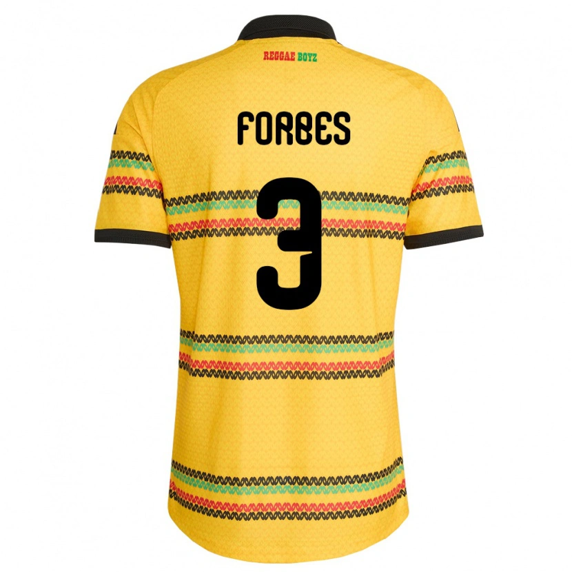 Danxen Kvinnor Jamaica Michael Forbes #3 Gul Svart Grön Hemmatröja Matchtröjor 26-28 Tröjor T-Tröja