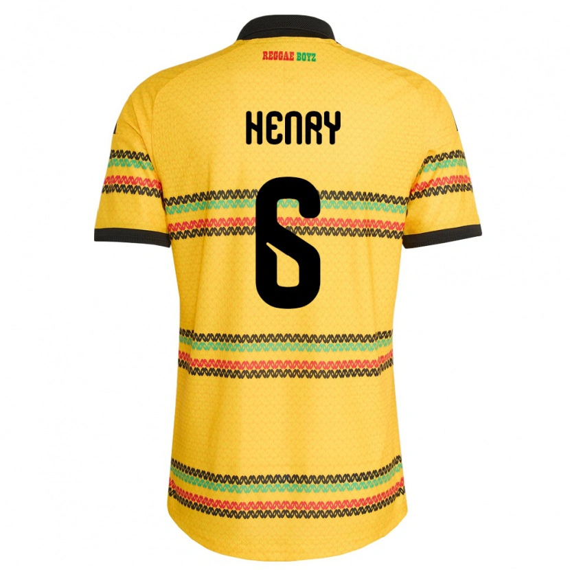 Danxen Kvinnor Jamaica Romie Henry #6 Gul Svart Grön Hemmatröja Matchtröjor 26-28 Tröjor T-Tröja