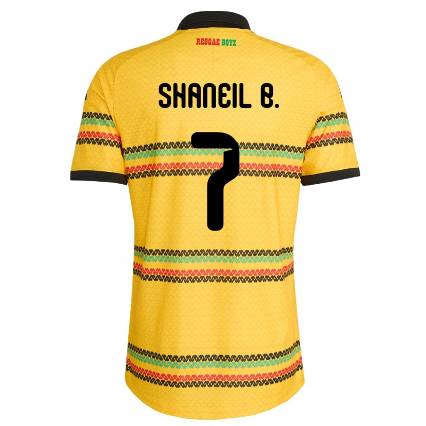 Danxen Kvinnor Jamaica Shaneil Buckley #7 Gul Svart Grön Hemmatröja Matchtröjor 26-28 Tröjor T-Tröja