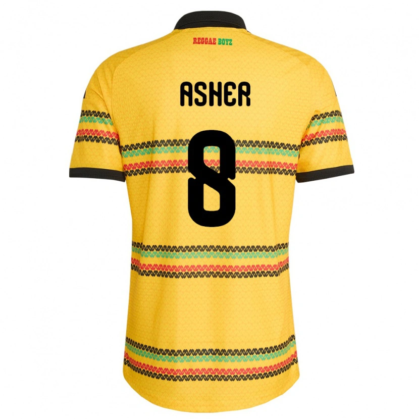 Danxen Kvinnor Jamaica Chinyelu Asher #8 Gul Svart Grön Hemmatröja Matchtröjor 26-28 Tröjor T-Tröja